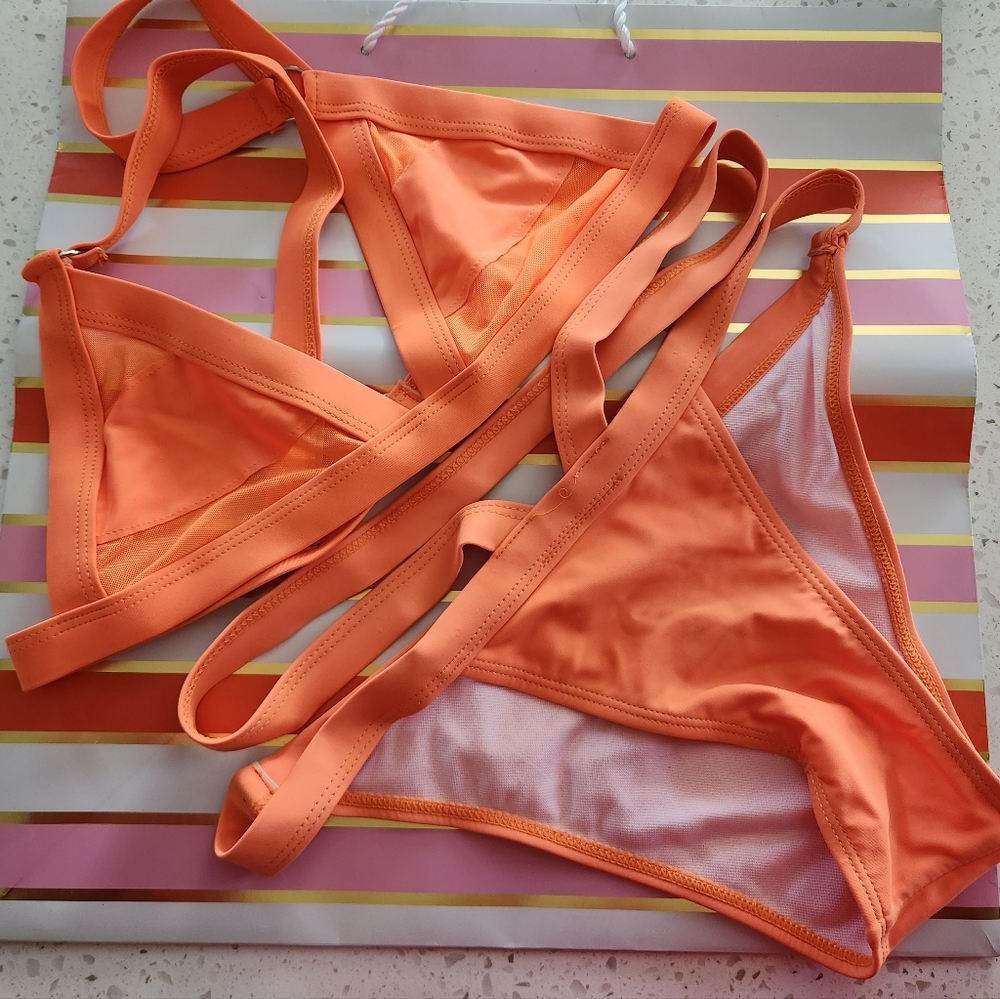 Bikini Set, Orange color, Petite Large